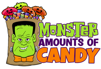 funny frankenstein design bag full of candy