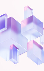 Transparent glass with gradient colors, 3d rendering.