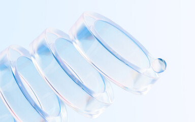 Transparent glass with gradient colors, 3d rendering.