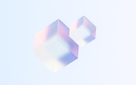 Transparent glass with gradient colors, 3d rendering.
