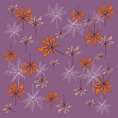 Autumn Vector Pattern with Maple Leaves