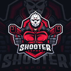 Shooter Mascot Esport Logo Design Illustration For Gaming Club