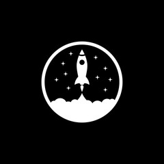 rocket in circle logo template design
