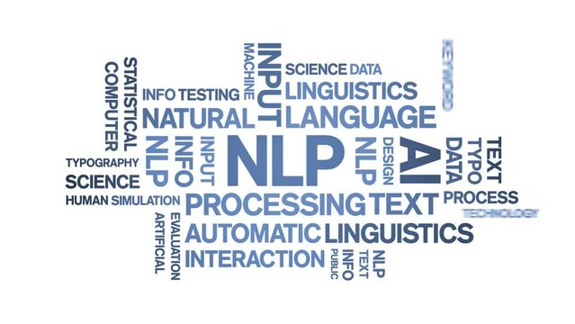 NLP animated tag word cloud;text design animation kinetic typography seamless loop.