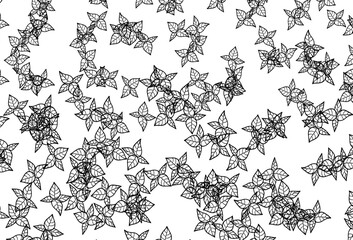 Black and White vector abstract pattern with leaves.