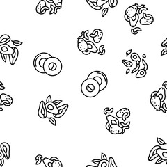 avocado food green half vector seamless pattern thin line illustration
