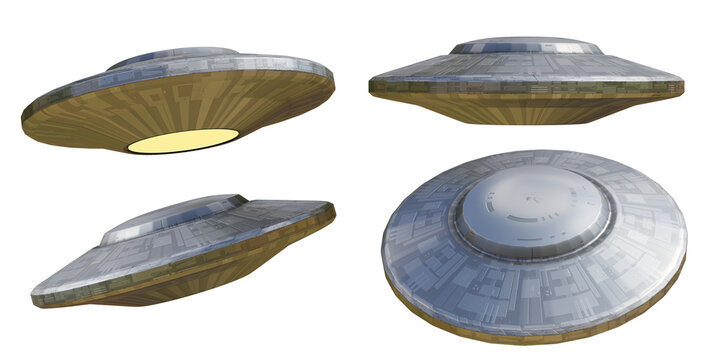 UFO, collection of extraterrestrial spaceships, isolated