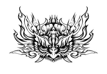 Oni mask tribal tattoo illustration vector