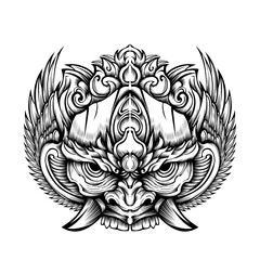 Oni mask tribal tattoo illustration vector