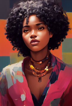 Beautiful African American office woman illustration