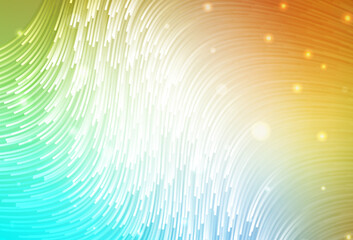 Light Blue, Yellow vector pattern with curved lines.