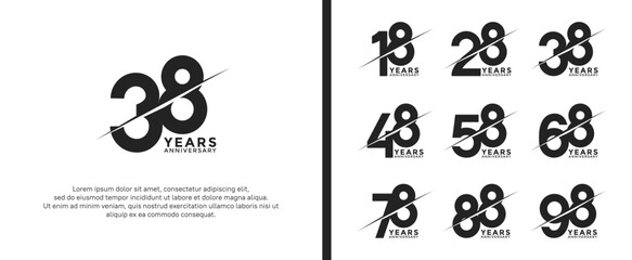 set of anniversary logotype black color on white background for celebration moment