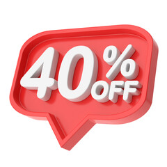3D forty percent off. 40% off. 40% sale.