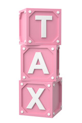 Tax text box. 3D illustration.