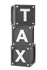 Tax text box. 3D illustration.
