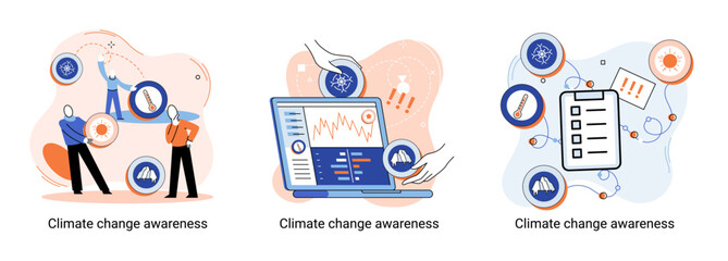 Change climate awareness metaphor, saving planet, World Environment Day, global warming ecological problems. human-induced observed and projected long-term changes mean climate. Nature saving strategy