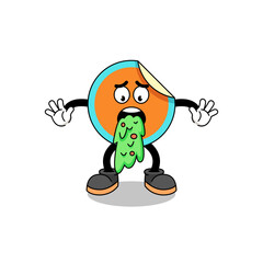 sticker mascot cartoon vomiting