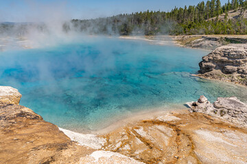 Excelsior Geyser Crater next to the Grand Prismatic Spring, Yellowstone National Park