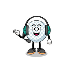 Mascot Illustration of golf ball as a customer services