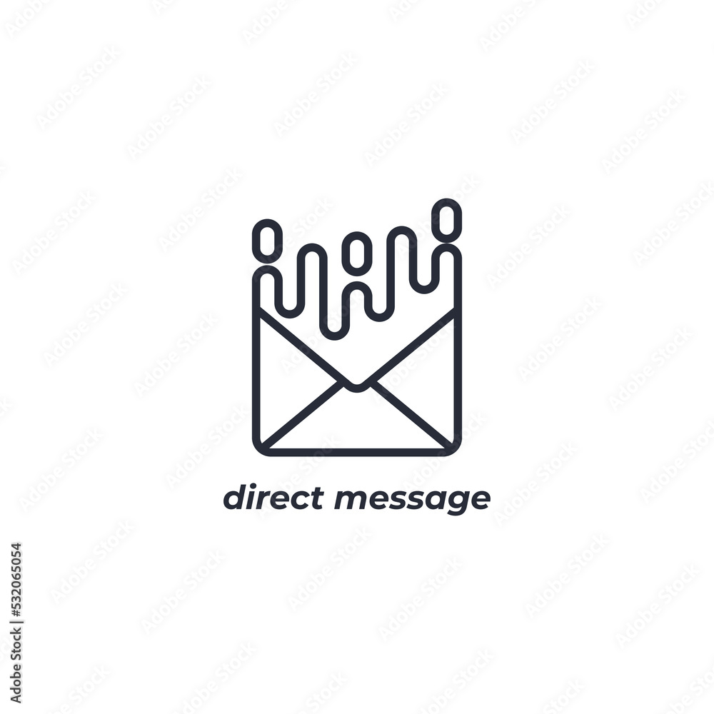 Aufkleber vector sign of direct message symbol is isolated on a white background. icon color editable.
