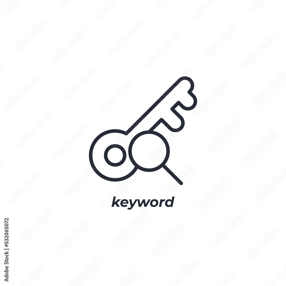Poster vector sign of keyword symbol is isolated on a white background. icon color editable.