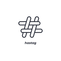 Vector sign of hastag symbol is isolated on a white background. icon color editable.
