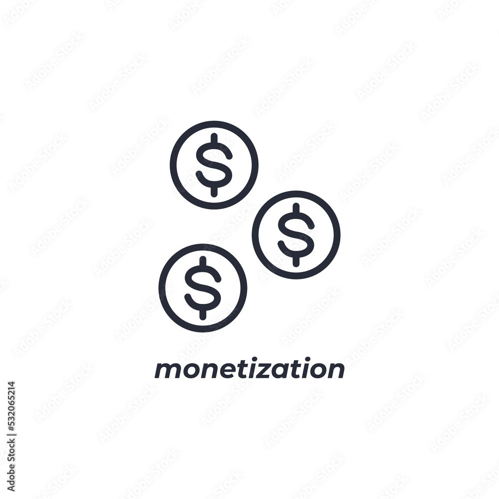 Poster vector sign of monetization symbol is isolated on a white background. icon color editable.