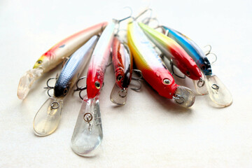 Set of fishing lures with triple hooks