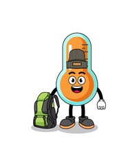 Illustration of thermometer mascot as a hiker