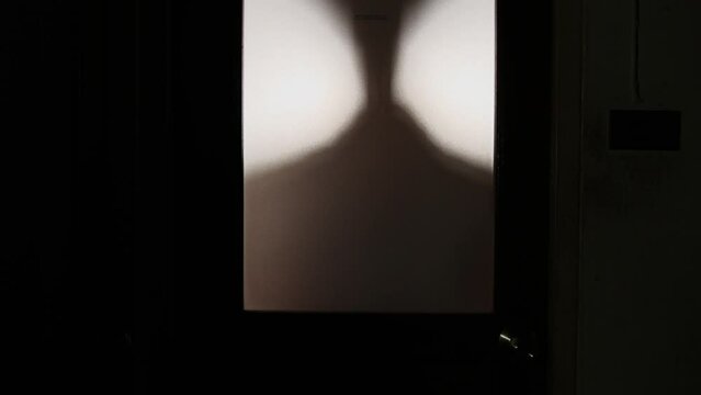 shadow of man behind door glass