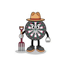Cartoon mascot of dart board farmer