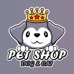 pet shop dog logo grooming and care store vector cartoon character mascot design illustration