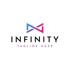 modern letter N infinity line logo design