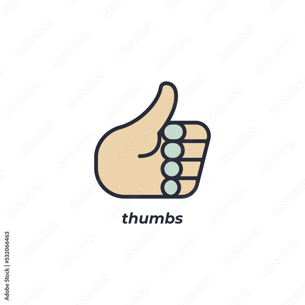 Poster vector sign of thumb symbol is isolated on a white background. icon color editable.