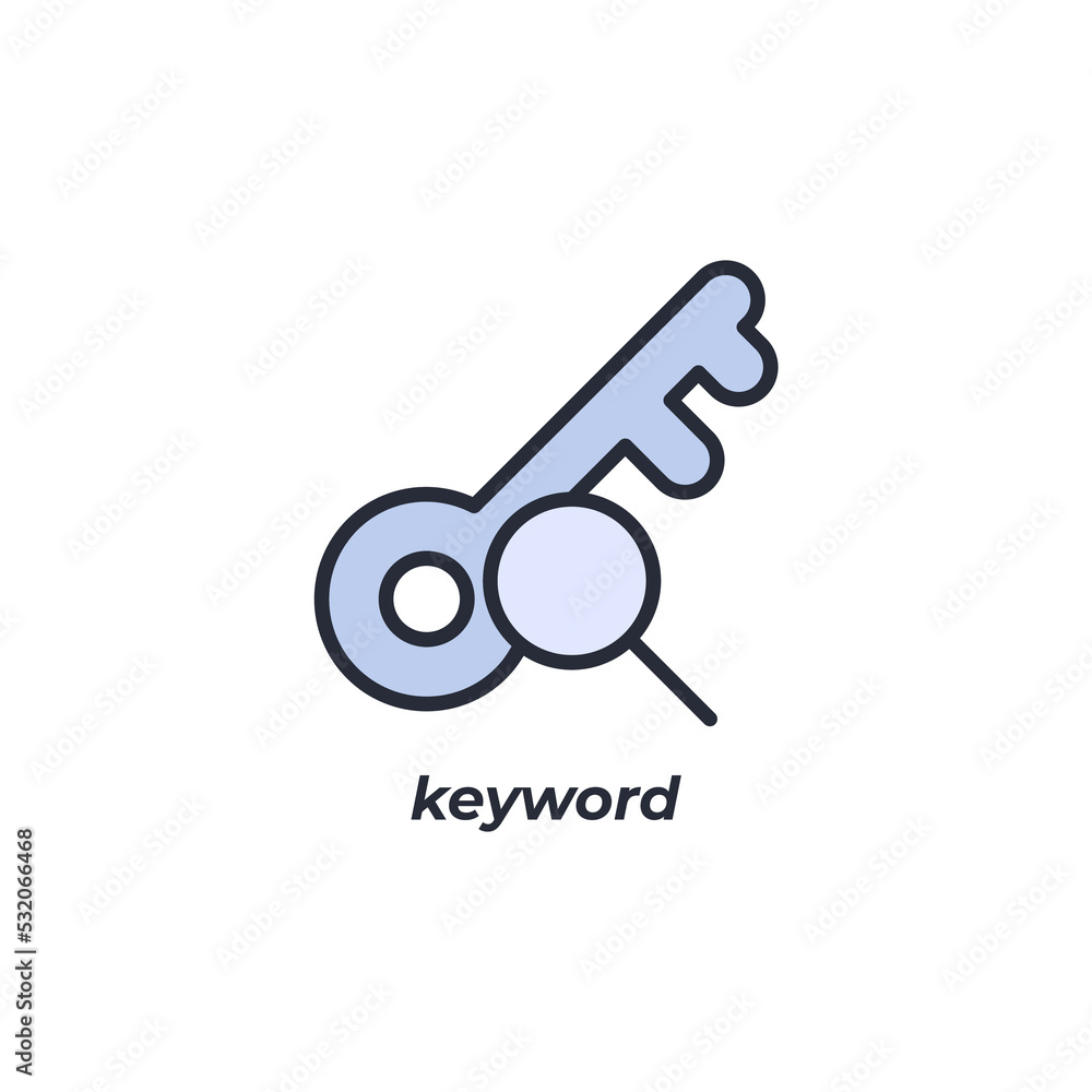 Poster vector sign of keyword symbol is isolated on a white background. icon color editable.