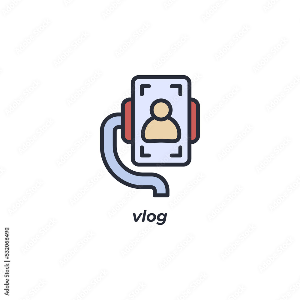 Poster vector sign of vlog symbol is isolated on a white background. icon color editable.