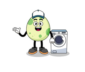 spotted egg illustration as a laundry man