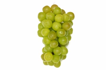 big bunch of sweet fruit green grapes on white background