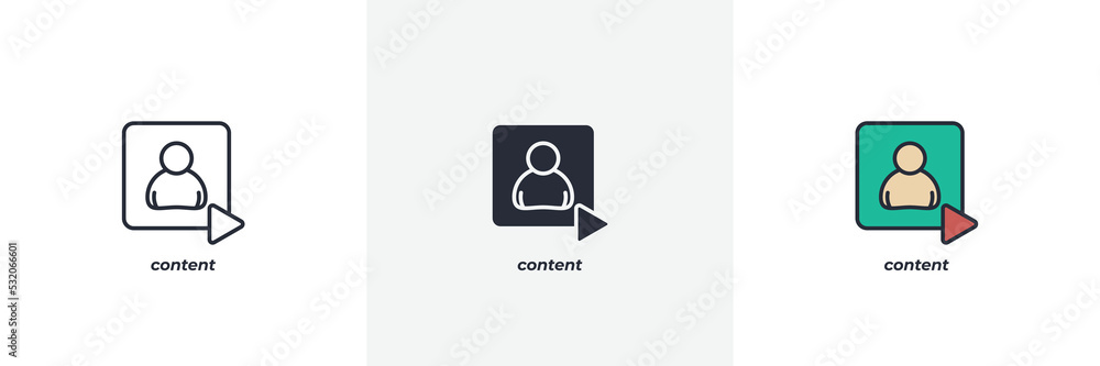 Poster content icon. line, solid and filled outline colorful version, outline and filled vector sign. idea 