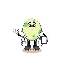 Cartoon mascot of spotted egg doctor