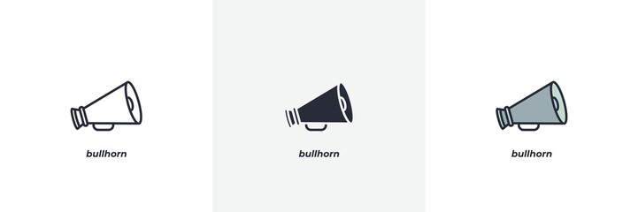 bullhorn icon. Line, solid and filled outline colorful version, outline and filled vector sign. Idea Symbol, logo illustration. Vector graphics