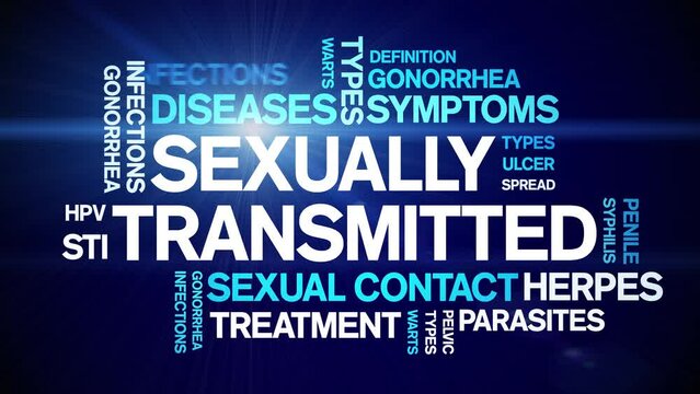 Sexually Transmitted animated tag word cloud;text design animation kinetic typography seamless loop.