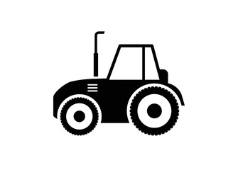 Farm tractor. Simple illustration in black and white.