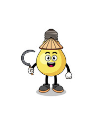 Illustration of light bulb as an asian farmer