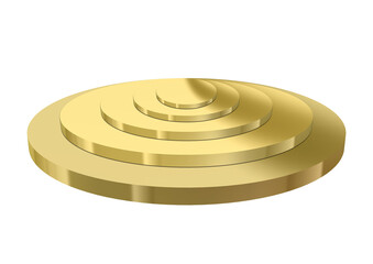 3d rendering gold circular plate and white background