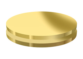 3d rendering gold circular plate and white background