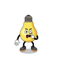 Character Illustration of light bulb with tongue sticking out