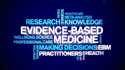 Evidence-Based Medicine animated tag word cloud;text design animation kinetic typography seamless loop.