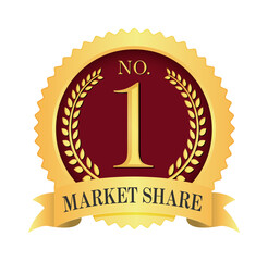 No.1 medal icon illustration | market share (png)