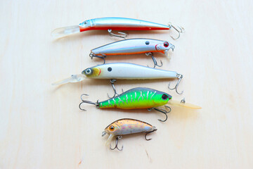 Set of fishing lures with triple hooks